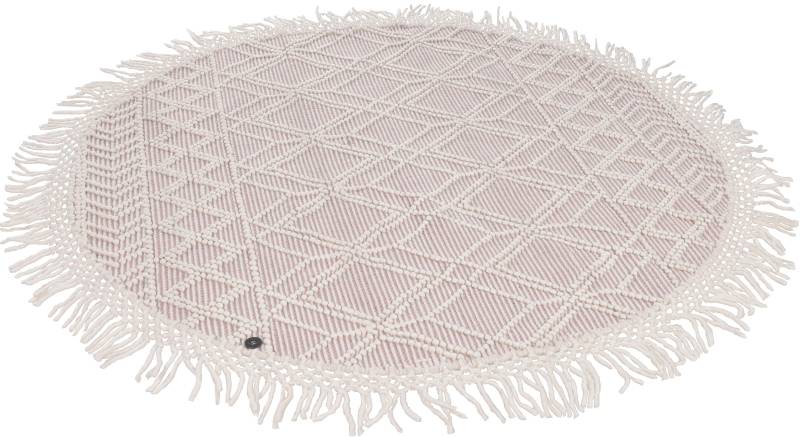 TOM TAILOR HOME Teppich "Colored Macrame" rund 10 mm Höhe Handweb Teppich, reine Wolle, handgewebt, mit Fransen, Scandi Design von Tom Tailor Home