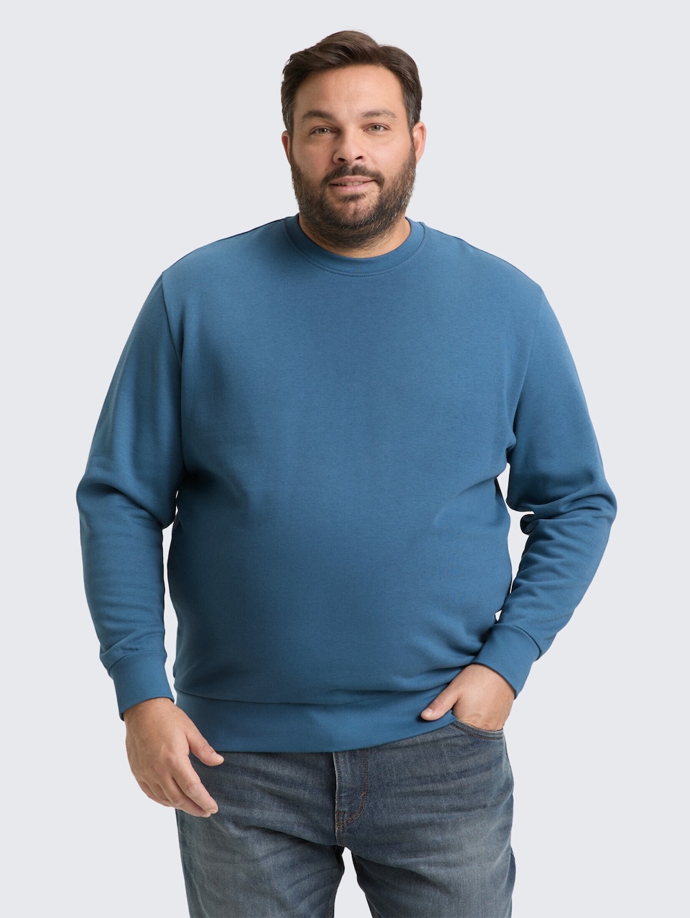 Große Größen Basic Sweatshirt in Unifarben, Herren, türkis, Größe: 5XL, Baumwolle/Polyester, Happy Size DE Men von Tom Tailor Men PLUS
