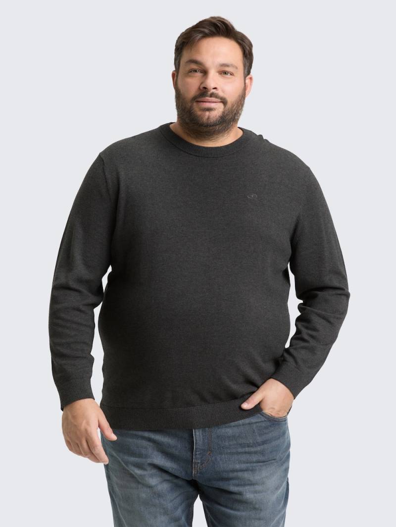 Große Größen Strickpullover mit Logo Stickerei, Herren, braun, Größe: 4XL, Baumwolle, Happy Size DE Men von Tom Tailor Men PLUS