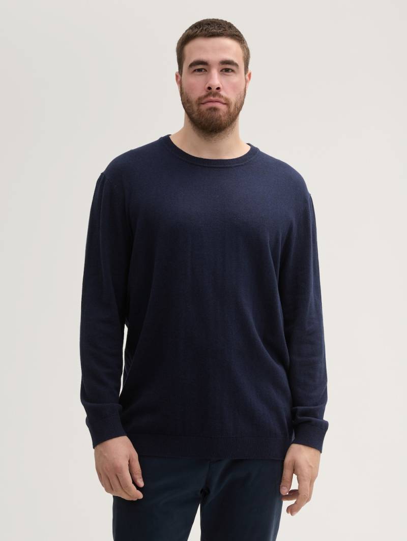 Große Größen Strickpullover mit recyceltem Kaschmir, Herren, grau, Größe: 3XL, Baumwolle, Happy Size DE Men von Tom Tailor Men PLUS