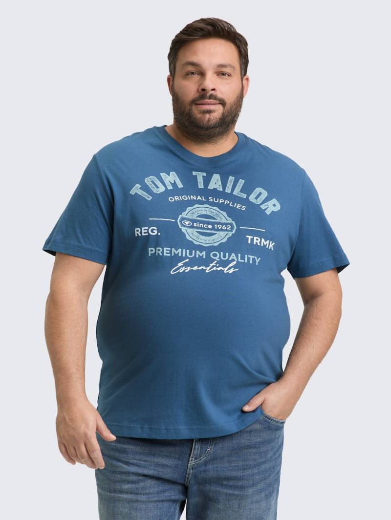 Große Größen T-Shirt mit Logo Print, Herren, türkis, Größe: XXL, Baumwolle, Happy Size DE Men von Tom Tailor Men PLUS