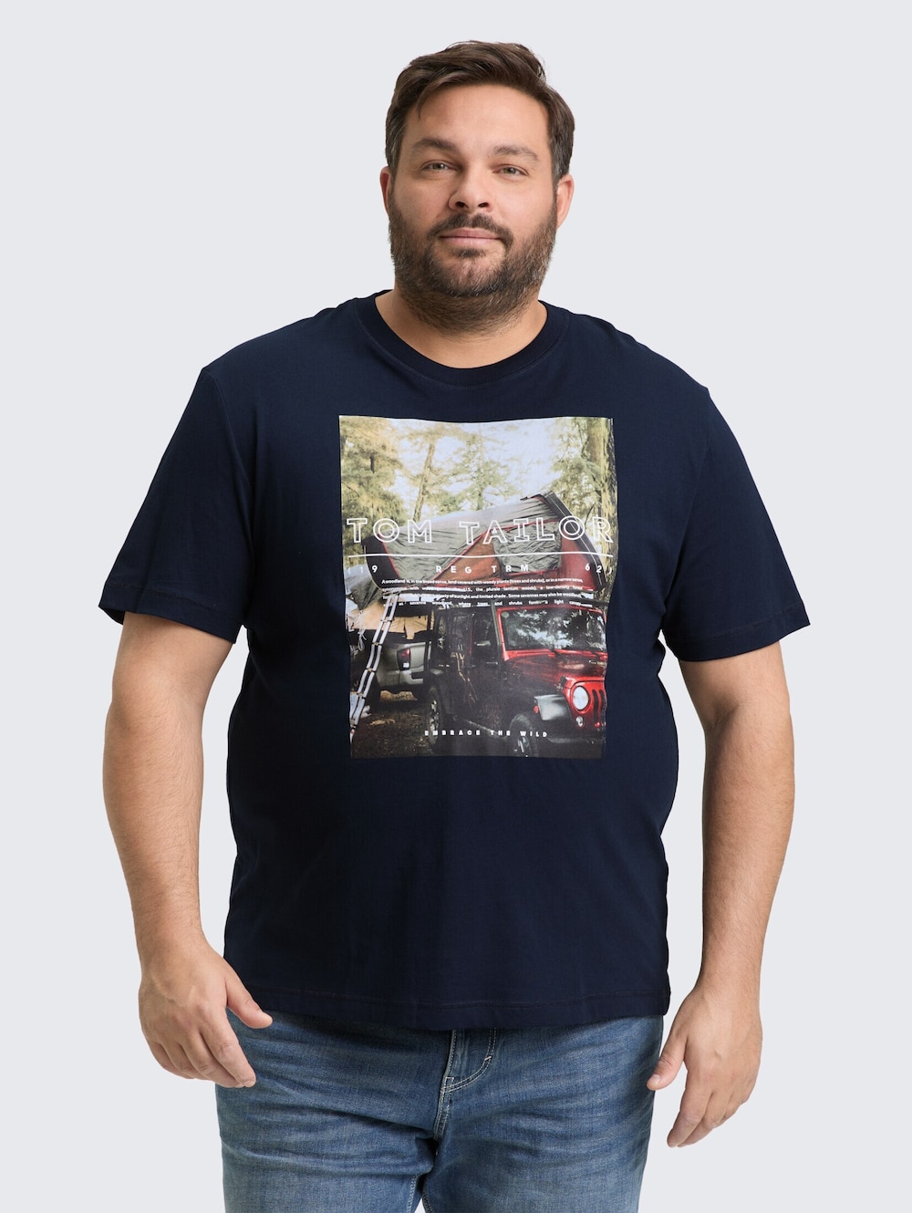 Große Größen T-Shirt mit Fotoprint, Herren, blau, Größe: XXL, Baumwolle, Happy Size DE Men von Tom Tailor Men PLUS