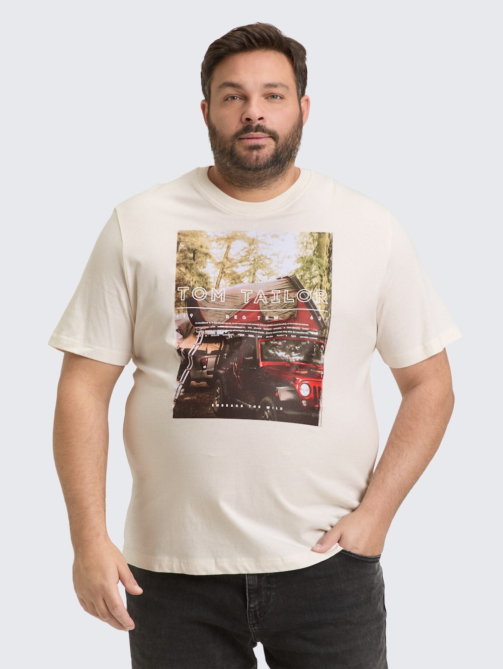 Große Größen T-Shirt mit Fotoprint, Herren, weiß, Größe: 3XL, Baumwolle, Happy Size DE Men von Tom Tailor Men PLUS