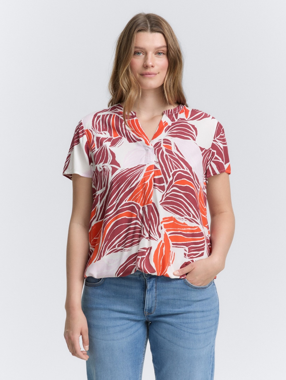 Große Größen Bluse mit Muster, Damen, orange, Größe: 52, Viskose, Happy Size DE Women von Tom Tailor Women PLUS