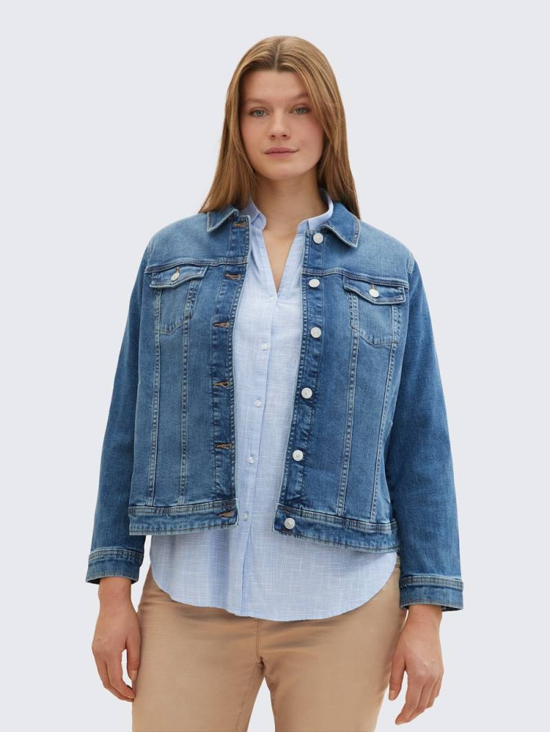 Große Größen Jeansjacke mit Bio-Baumwolle, Damen, blau, Größe: 54, Baumwolle, Happy Size DE Women von Tom Tailor Women PLUS