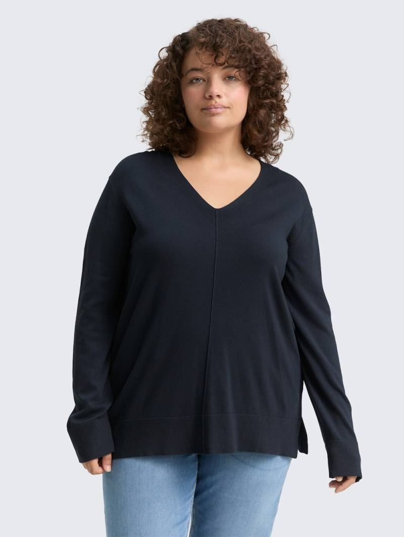 Große Größen Loose Fit Strickpullover, Damen, grau, Größe: 50, Viskose/Synthetische Fasern, Happy Size DE Women von Tom Tailor Women PLUS