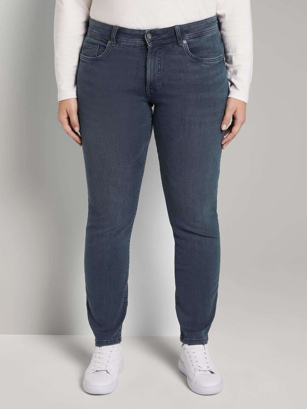 Große Größen SLIM Jeans, Damen, grau, Größe: 48, Baumwolle, Happy Size DE Women von Tom Tailor Women PLUS