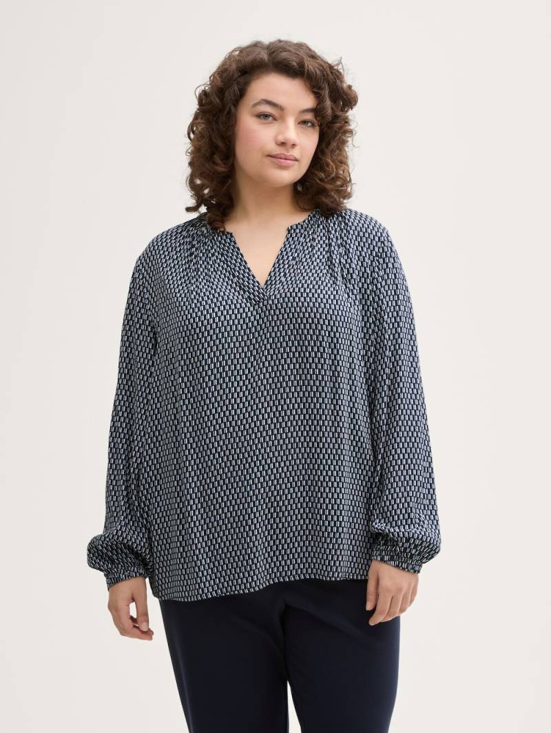 Große Größen Bluse mit Muster, Damen, grau, Größe: 48, Viskose, Happy Size DE Women von Tom Tailor Women PLUS