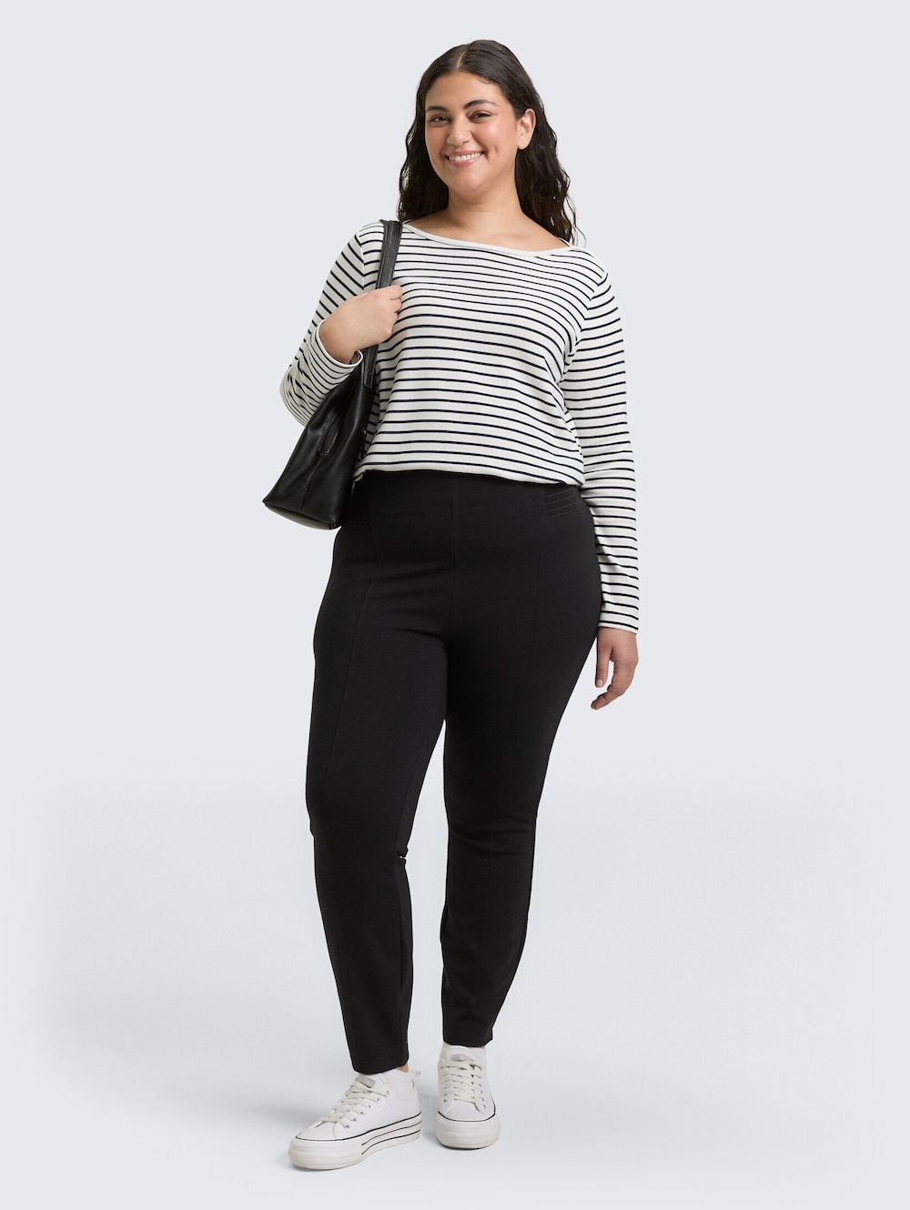 Große Größen Treggings Hose mit elastischem Bund, Damen, schwarz, Größe: 22, Viskose/Synthetische Fasern, Happy Size DE Women von Tom Tailor Women PLUS