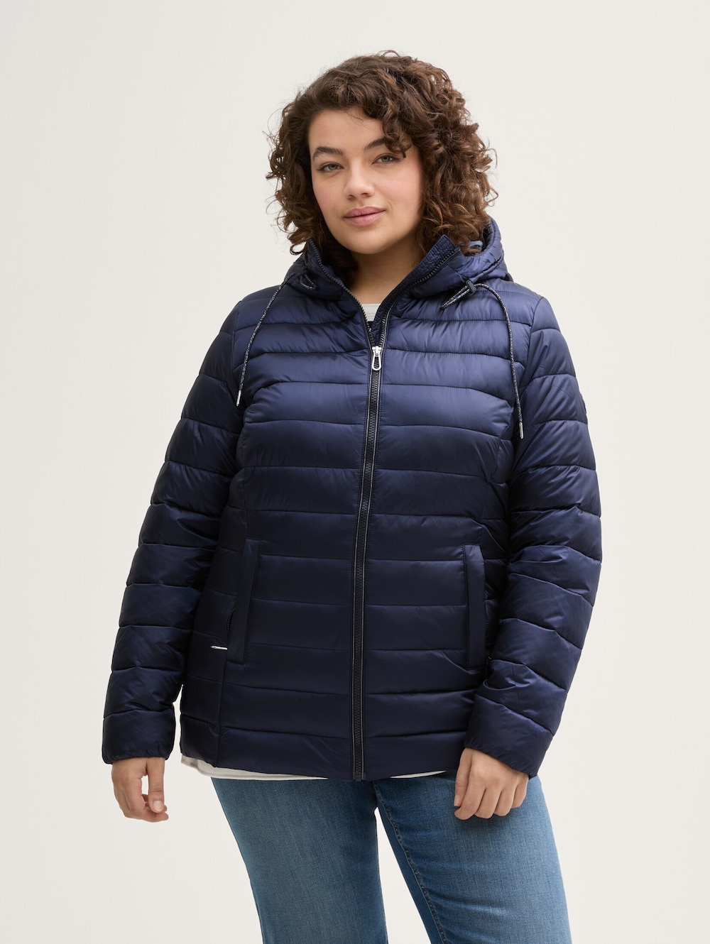 Große Größen Lightweight Steppjacke mit wasserabweisender Funktion, Damen, blau, Größe: 46, Synthetische Fasern, Happy Size DE Women von Tom Tailor Women PLUS