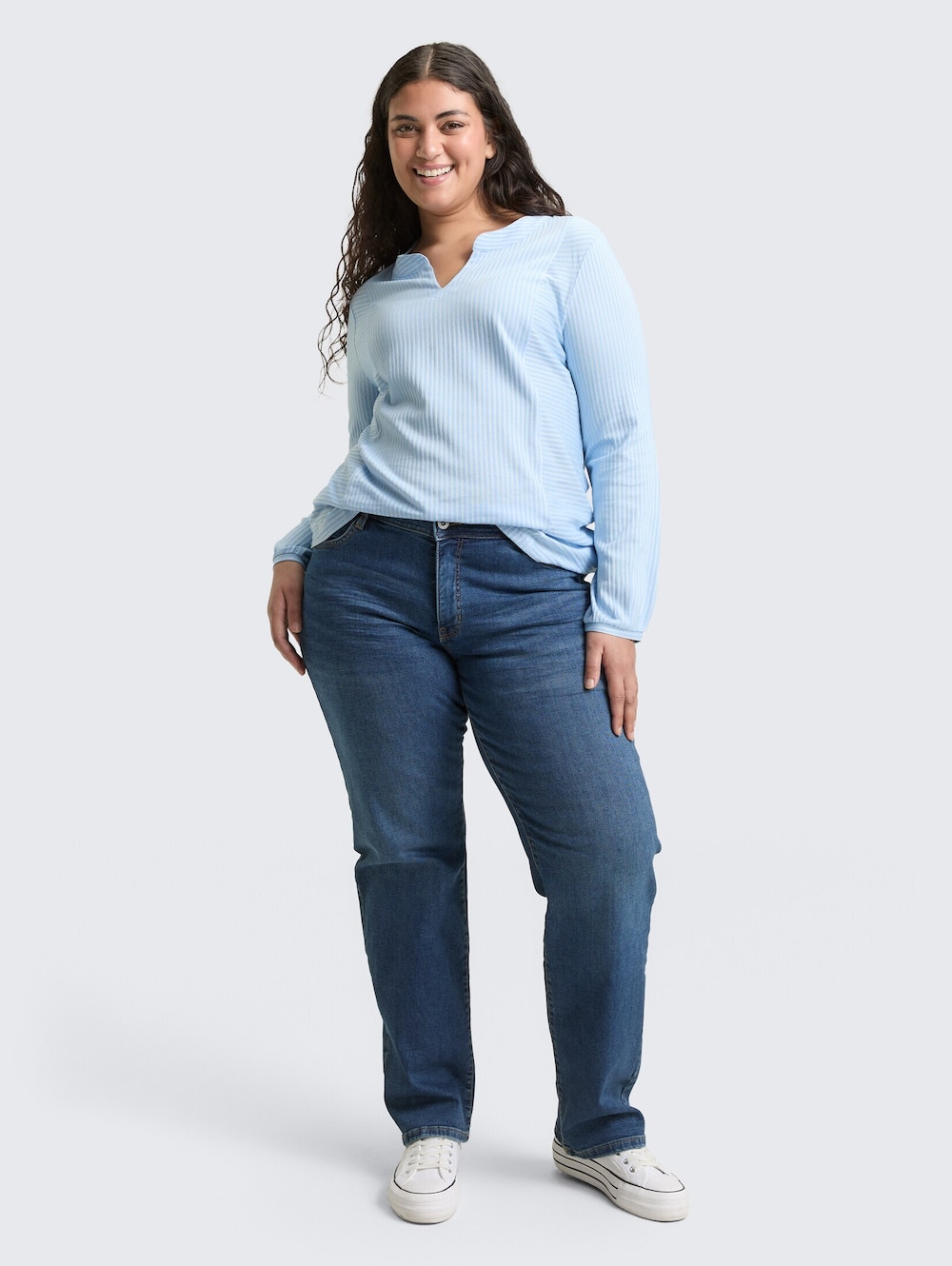 Große Größen Tom Tailor Women PLUS Jeanshosen Plus Size - Straight Jeans, Damen, blau, Größe: 48, Baumwolle, Happy Size DE Women von Tom Tailor Women PLUS