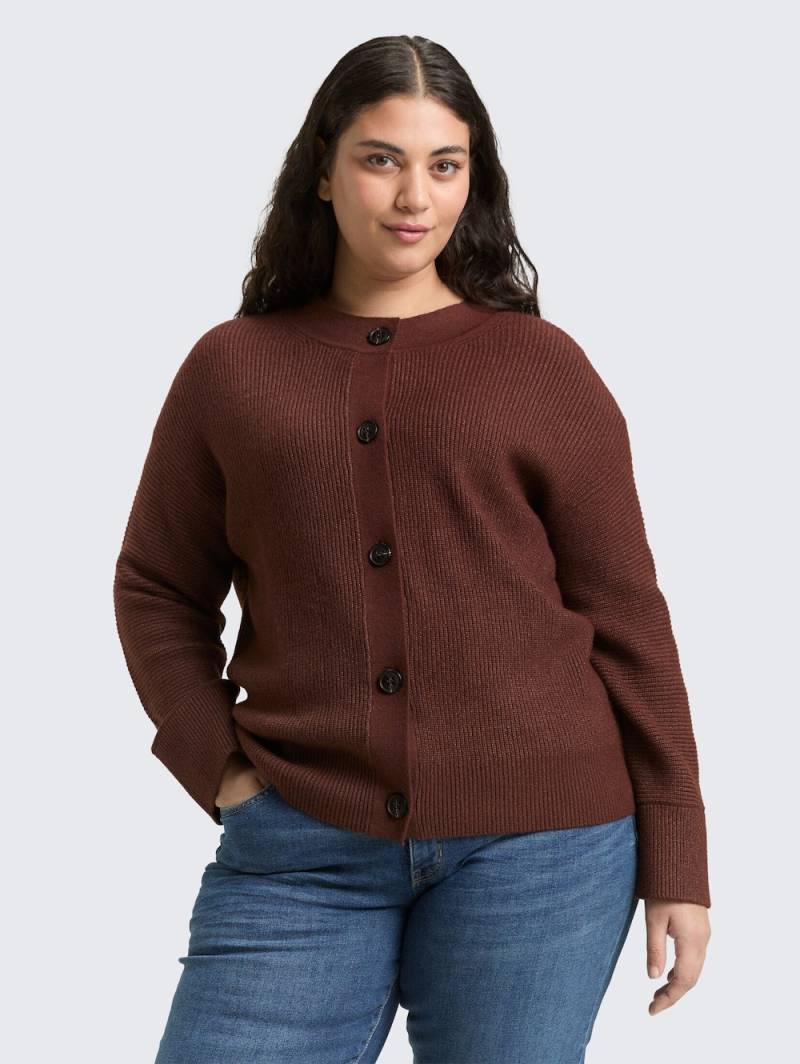 Große Größen Tom Tailor Women PLUS Pullover & Strickjacken Plus Size - Oversize Cardigan mit Rundhalsausschnitt, Damen, braun, Größe: 46, Viskose/Polyester/Synthetische Fasern, Happy Size DE Women von Tom Tailor Women PLUS