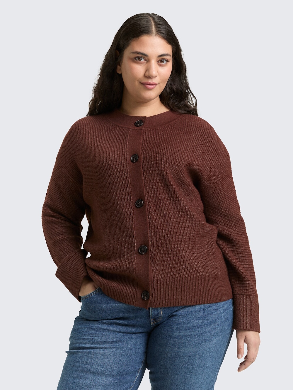Große Größen Tom Tailor Women PLUS Pullover & Strickjacken Plus Size - Oversize Cardigan mit Rundhalsausschnitt, Damen, braun, Größe: 48, Viskose/Polyester/Synthetische Fasern, Happy Size DE Women Große Größen Tom Tailor Women PLUS Pullover & Strickjacken Plus Size - Oversize Cardigan mit Rundhalsausschnitt, Damen, braun, Größe: 48, Viskose/Polyester/Synthetische Fasern, Happy Size DE Women von Tom Tailor Women PLUS