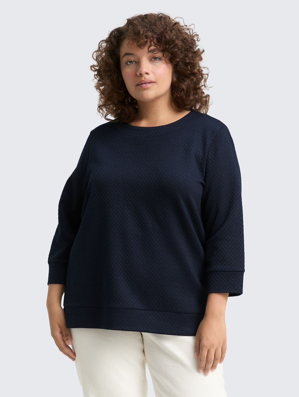 Große Größen Boxy Fit Sweatshirt, Damen, blau, Größe: 44, Polyester/Viskose, Happy Size DE Women von Tom Tailor Women PLUS