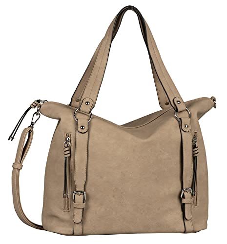 TOM TAILOR bags Caia Damen Shopper Umhängetasche Reißverschluss Mittelgroß Beige von TOM TAILOR