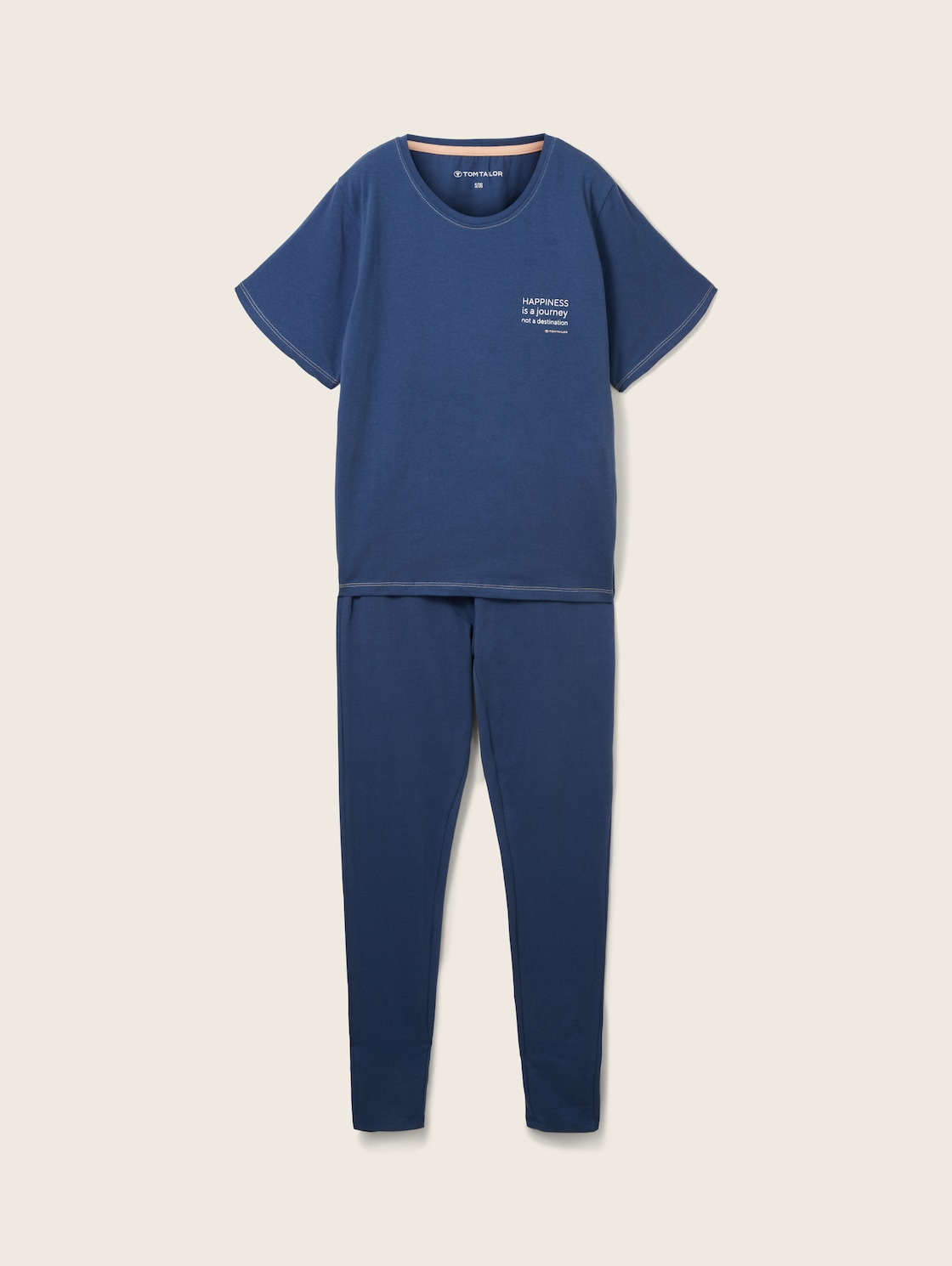 TOM TAILOR Damen Pyjama mit Textprint, blau, Textprint, Gr. L/40 von Tom Tailor