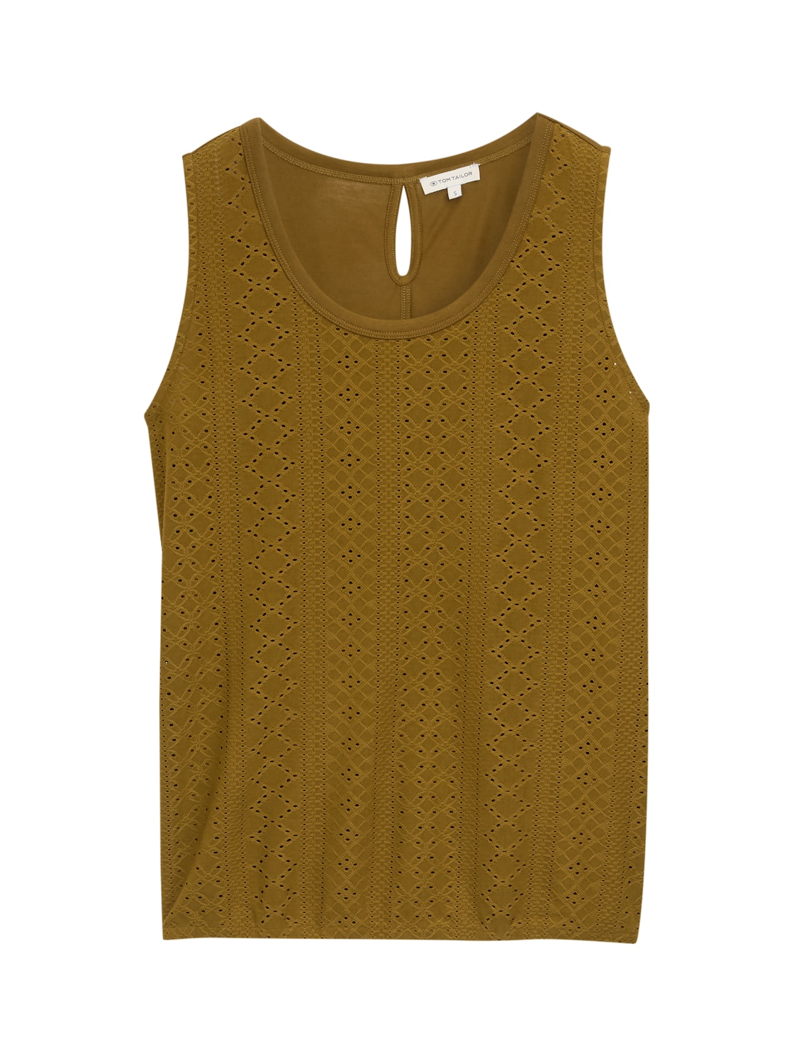 TOM TAILOR Damen Ajour Top im Material-Mix, grün, Uni, Gr. XXXL von Tom Tailor