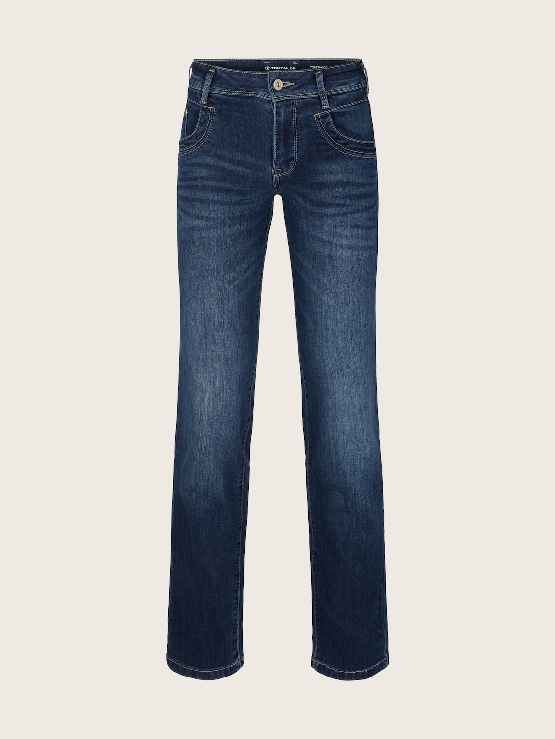 TOM TAILOR Damen Alexa Straight Jeans mit Bio-Baumwolle, blau, Logo Print, Gr. 30/34 von Tom Tailor