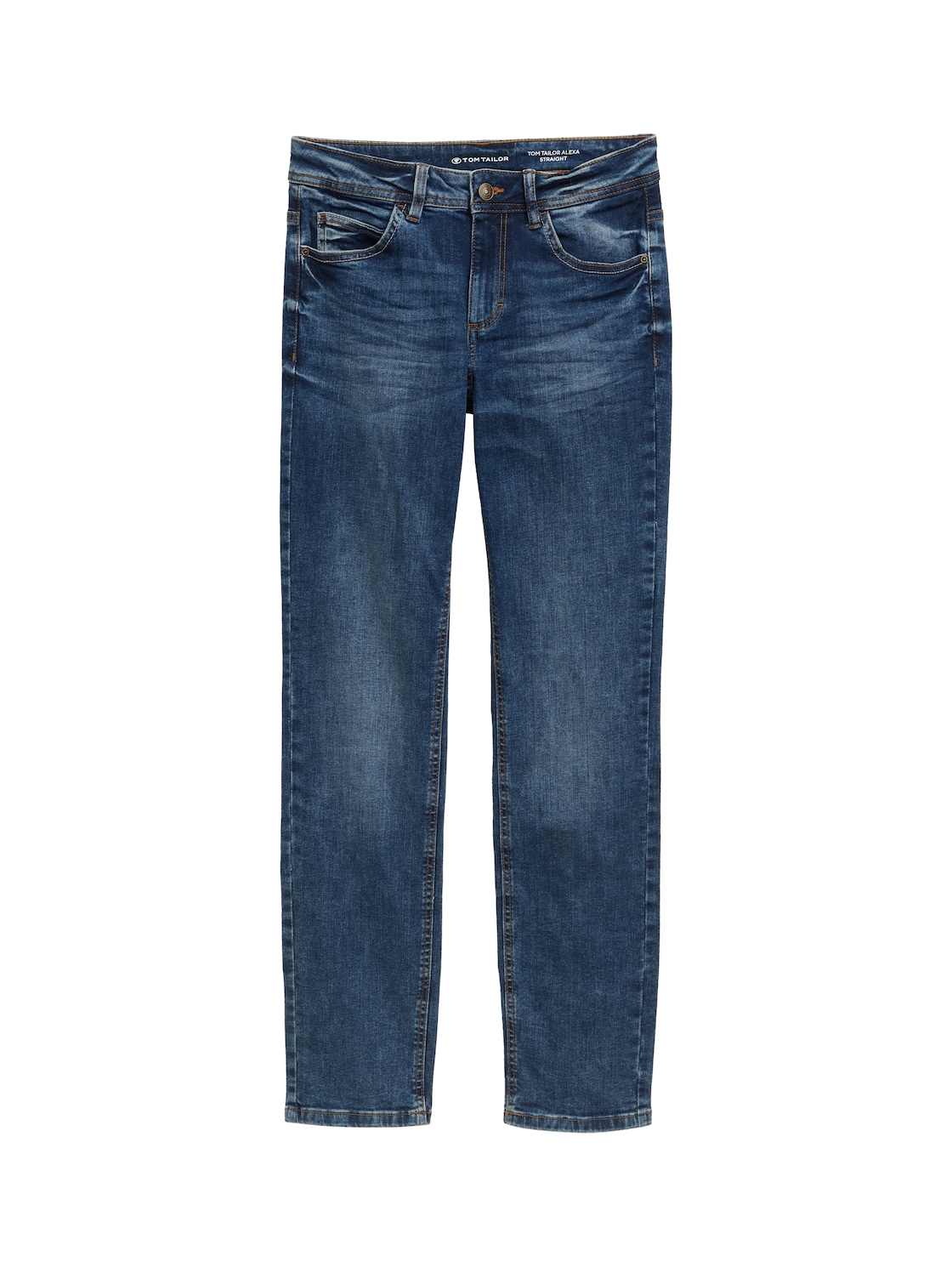 TOM TAILOR Damen Alexa Straight Jeans mit Bio-Baumwolle, blau, Uni, Gr. 33/32 von Tom Tailor