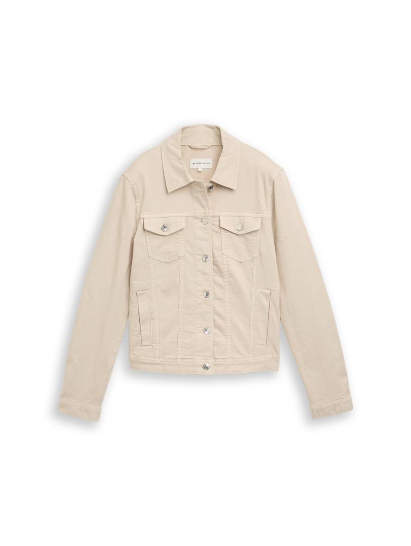 TOM TAILOR Damen Jeansjacke mit Eingriffstaschen, braun, Uni, Gr. XS von Tom Tailor