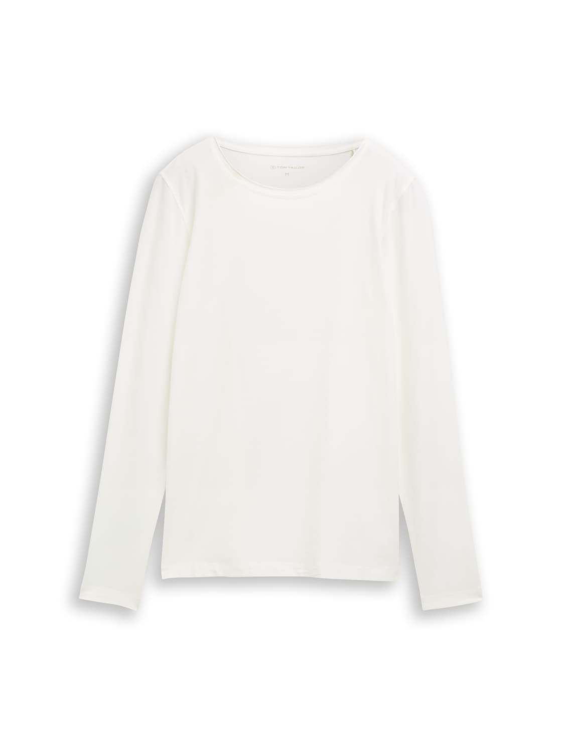 TOM TAILOR Damen Basic Langarmshirt, weiß, Uni, Gr. XXL von Tom Tailor