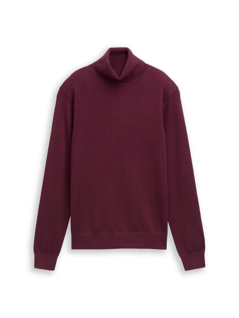 TOM TAILOR Damen Basic Rollkragenpullover, rot, Uni, Gr. M von Tom Tailor