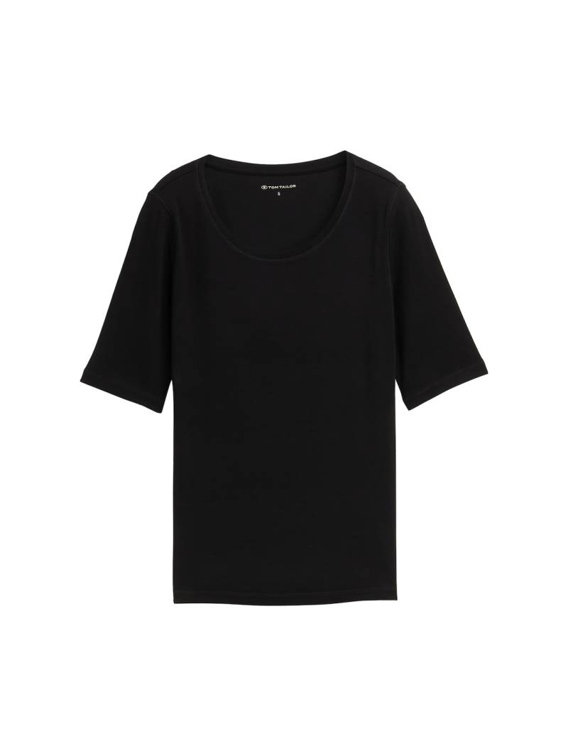 TOM TAILOR Damen Basic T-Shirt, schwarz, Uni, Gr. XXL von Tom Tailor