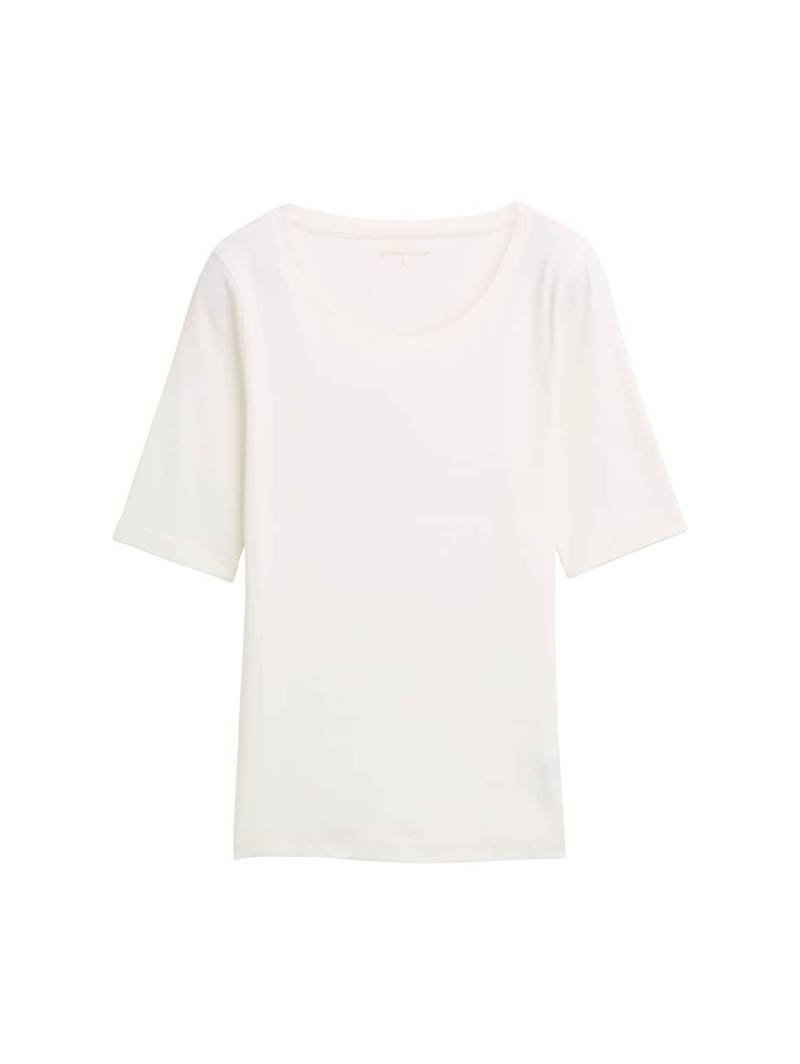 TOM TAILOR Damen Basic T-Shirt, weiß, Uni, Gr. M von Tom Tailor
