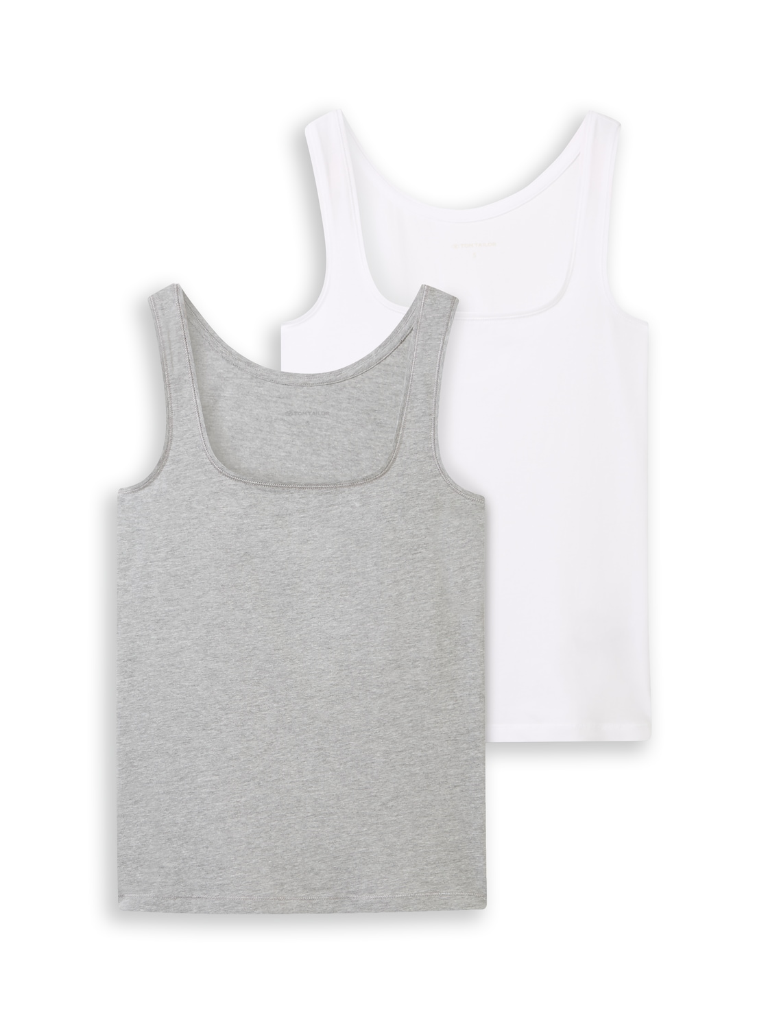 TOM TAILOR Damen Basic Top im 2er-Pack, grau, Uni, Gr. S von Tom Tailor