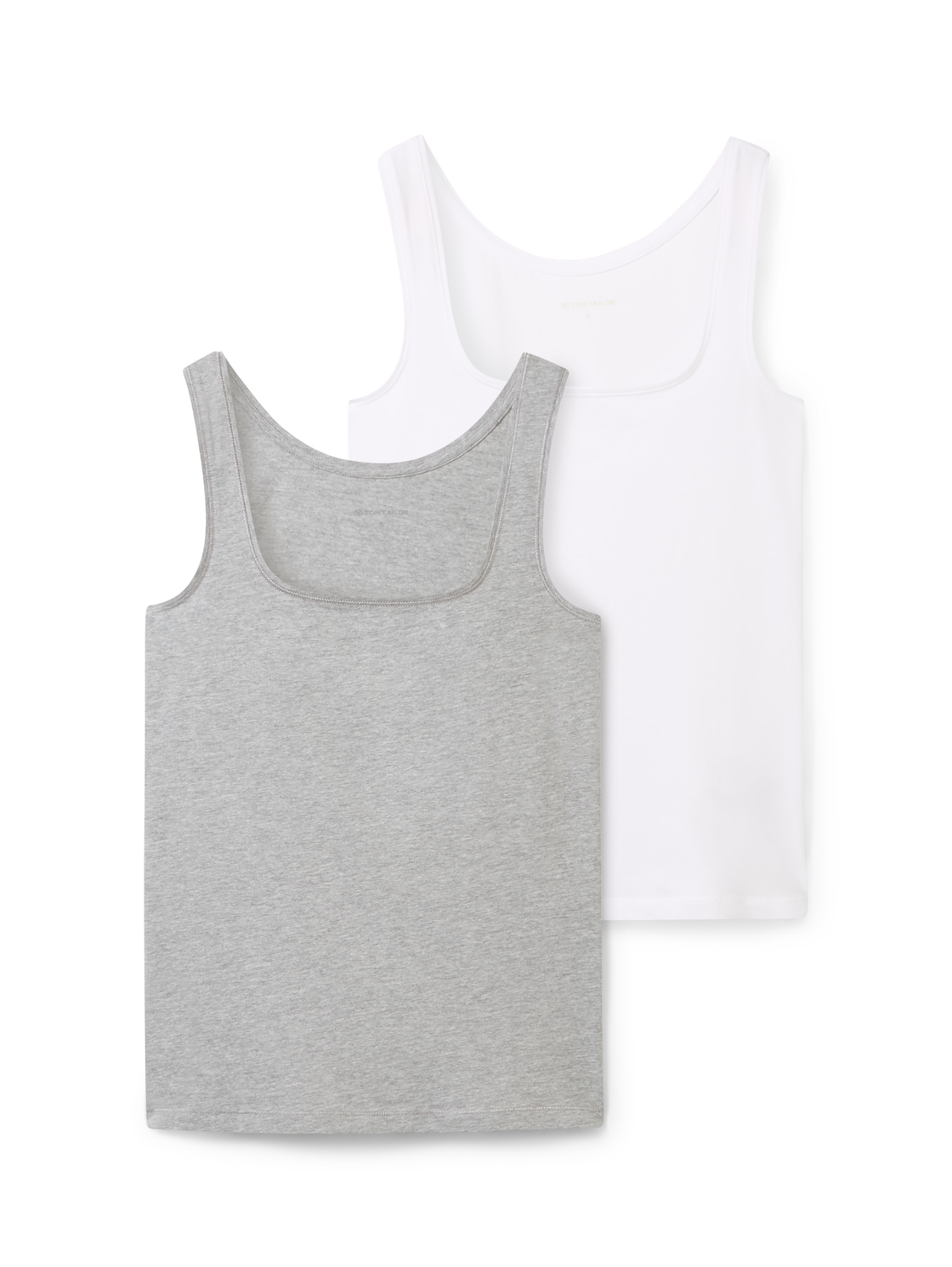 TOM TAILOR Damen Basic Top im 2er-Pack, grau, Uni, Gr. XXL von Tom Tailor