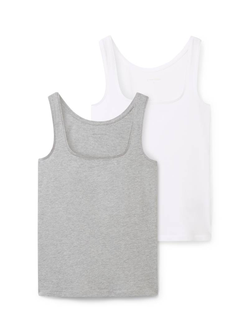 TOM TAILOR Damen Basic Top im 2er-Pack, grau, Uni, Gr. XXL von Tom Tailor