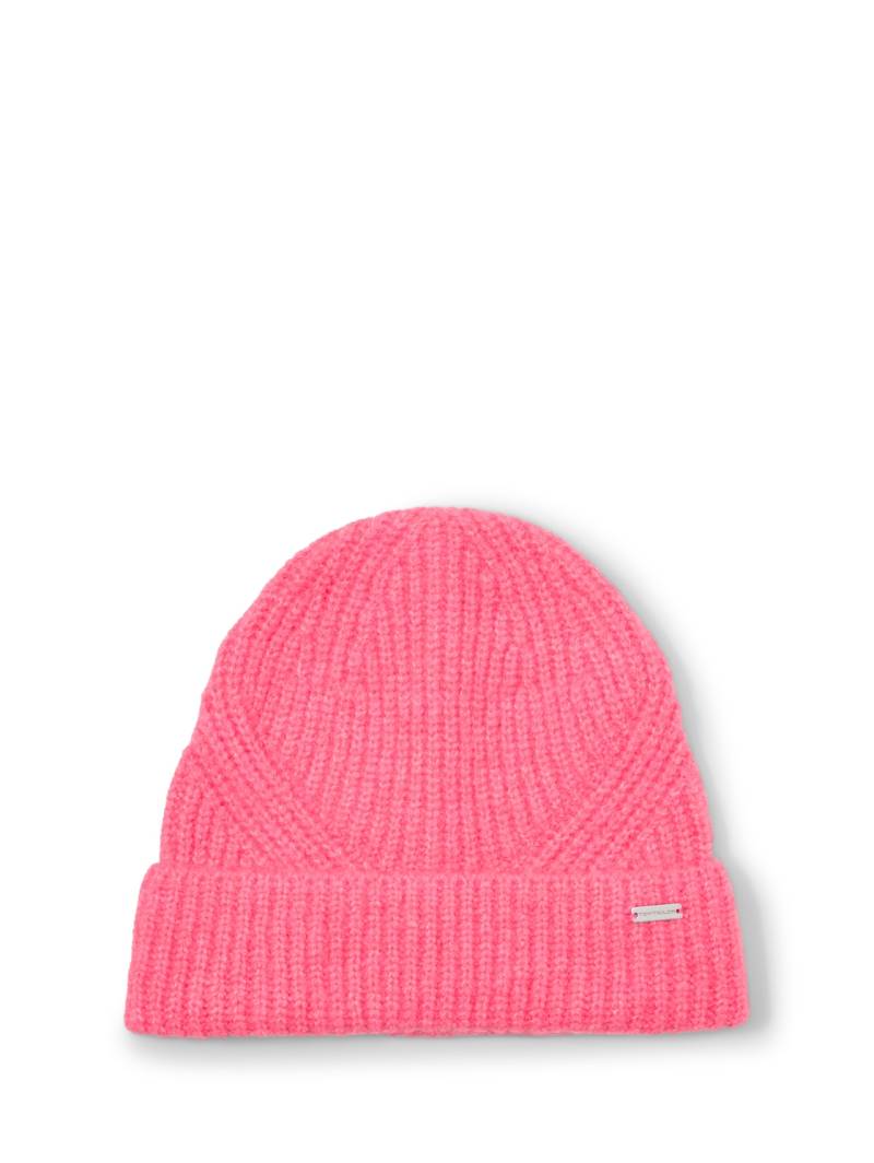 TOM TAILOR Damen Beanie Mütze, rosa, Uni, Gr. ONESIZE von Tom Tailor