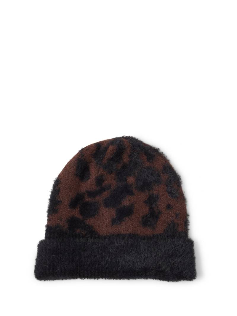 TOM TAILOR Damen Beanie Mütze mit Leo-Print, braun, Animalprint, Gr. ONESIZE von Tom Tailor