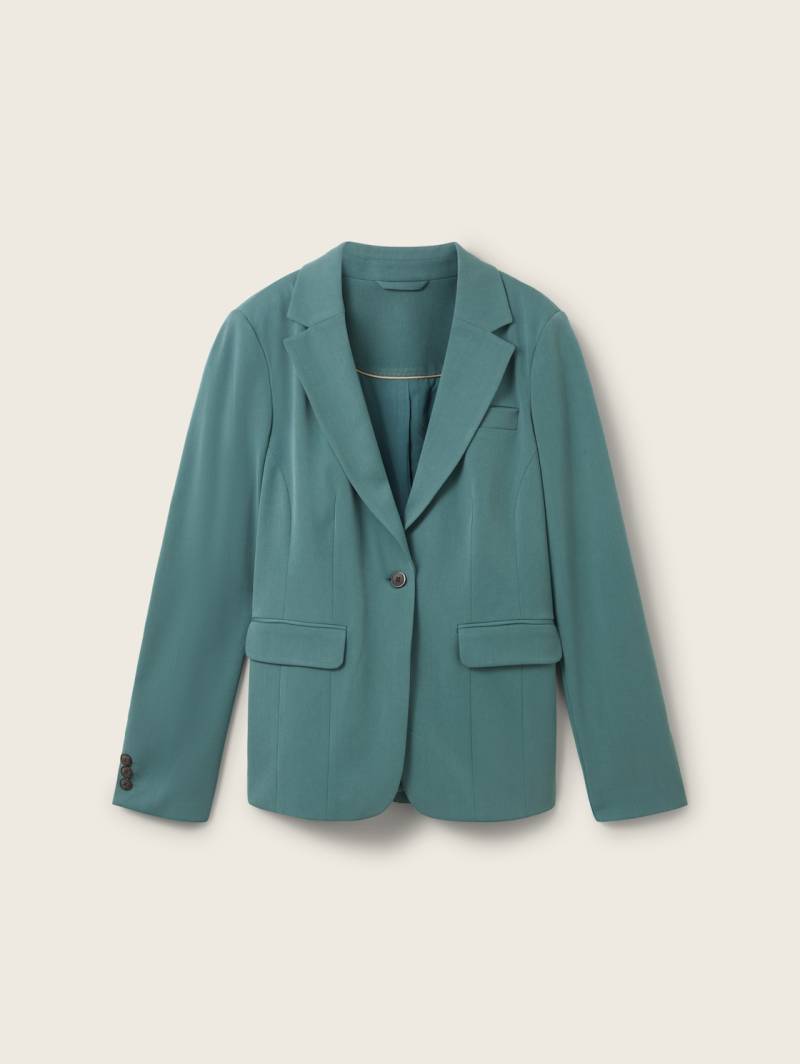 TOM TAILOR Damen Blazer mit recyceltem Polyester, grün, Uni, Gr. 40 von Tom Tailor