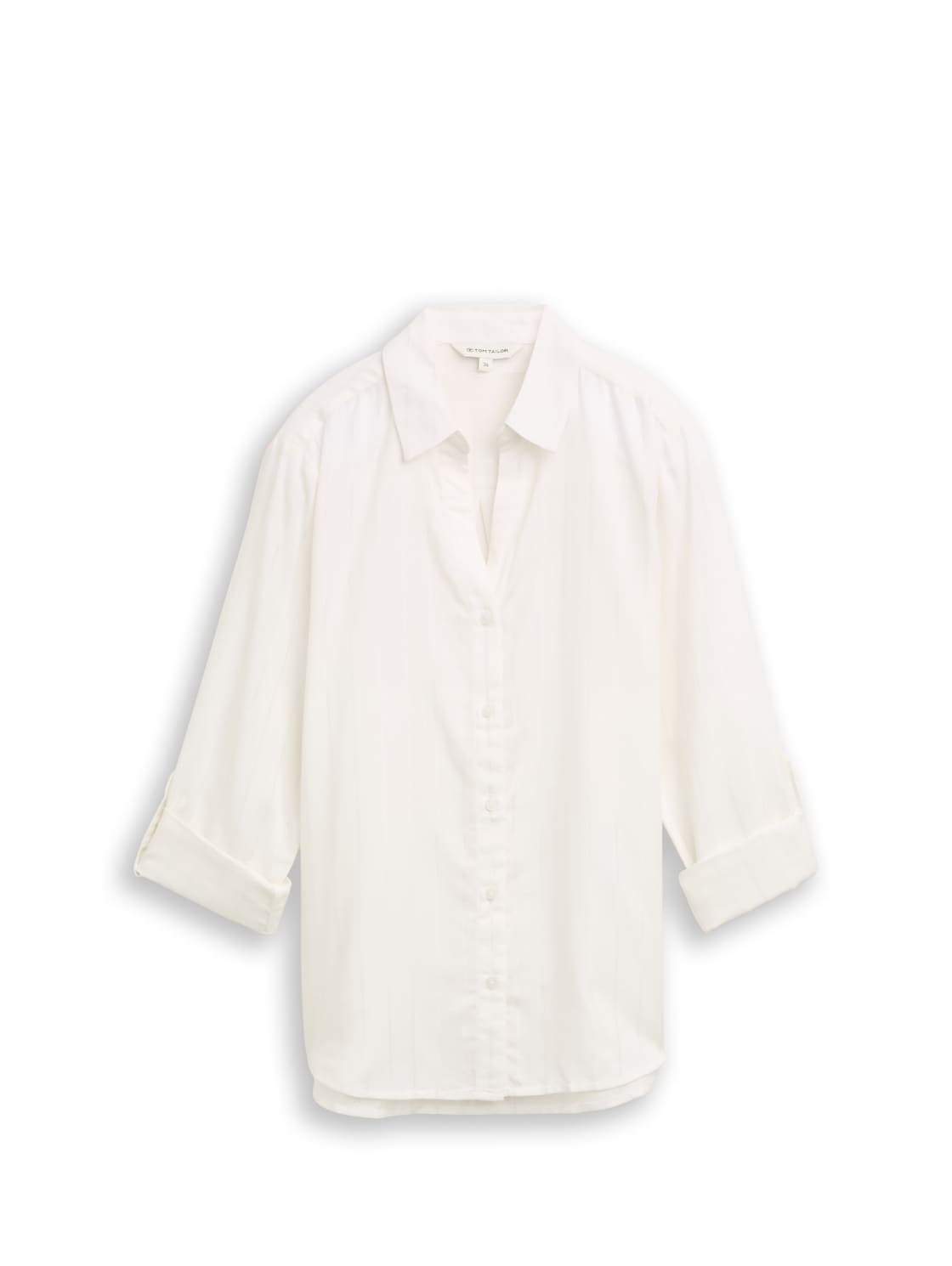 TOM TAILOR Damen Bluse mit Streifen in Glitzer-Optik, weiß, Gestreift, Gr. 42 von Tom Tailor