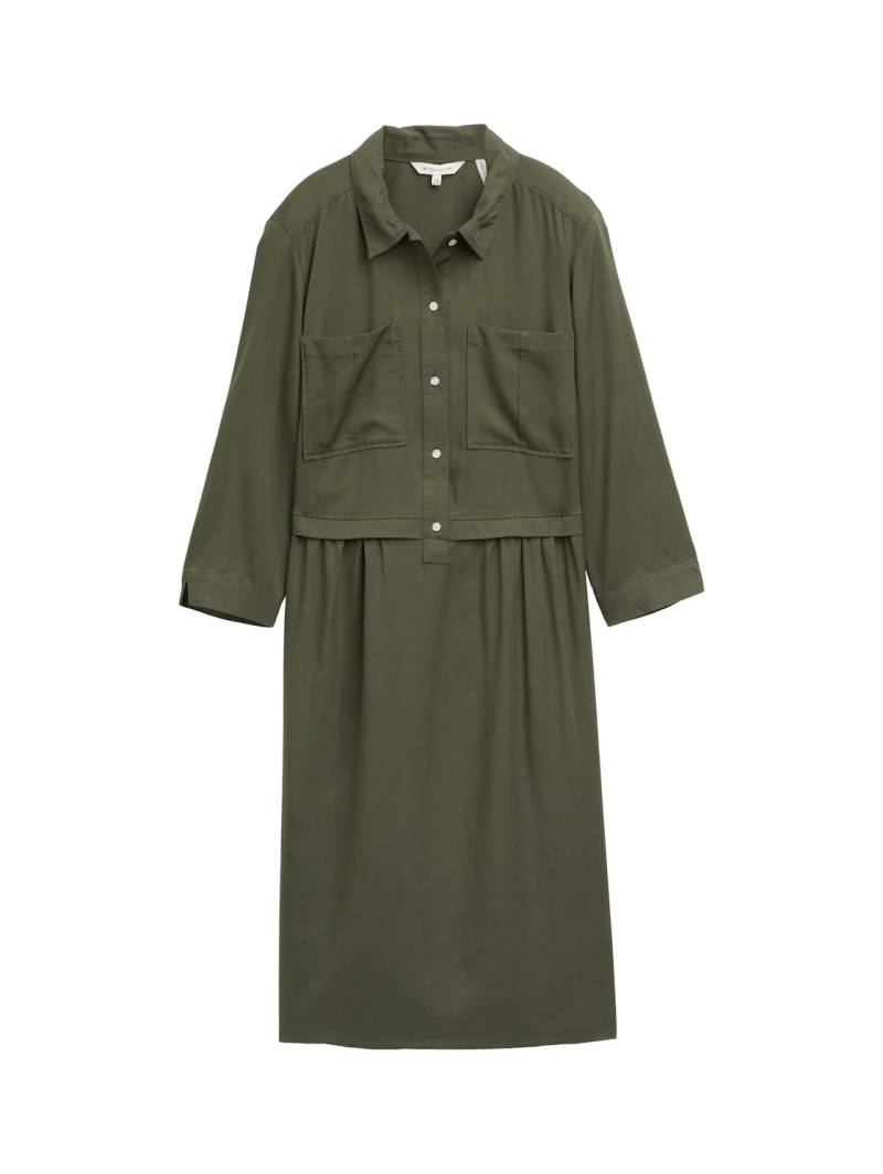 TOM TAILOR Damen Blusenkleid im Utility-Look, grün, Uni, Gr. 42 von Tom Tailor
