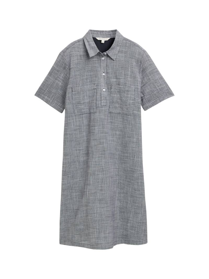 TOM TAILOR Damen Blusenkleid mit Brusttaschen, blau, Uni, Gr. 38 von Tom Tailor