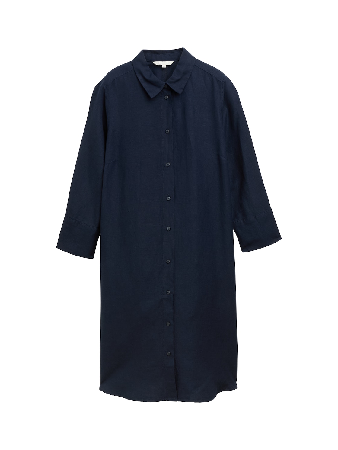 TOM TAILOR Damen Blusenkleid mit Leinenanteil, blau, Uni, Gr. 40 von Tom Tailor