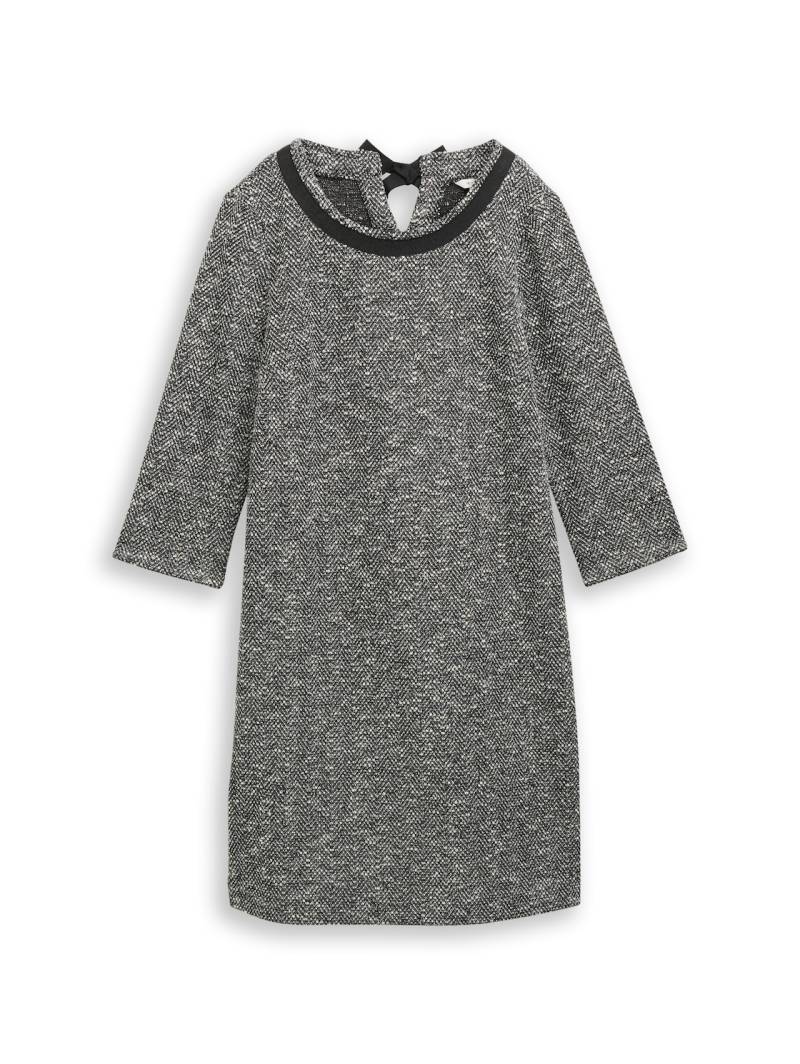 TOM TAILOR Damen Bouclé Kleid mit Schleifen-Detail, schwarz, Meliert, Gr. 38 von Tom Tailor