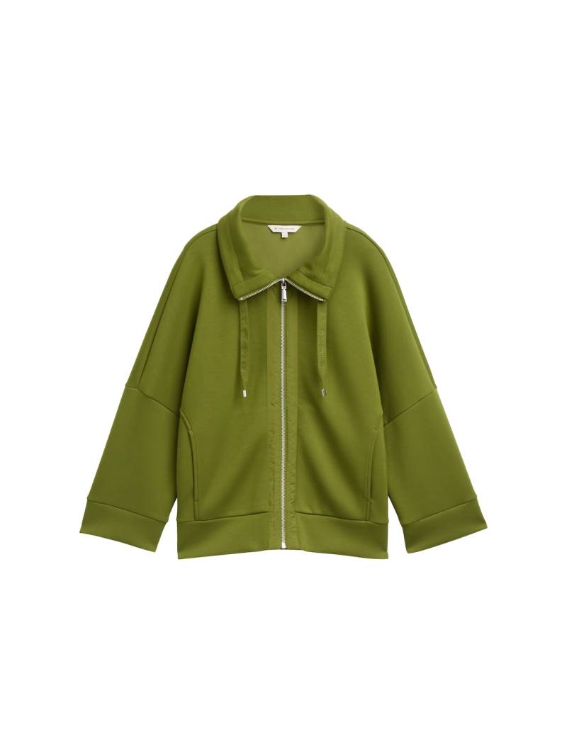TOM TAILOR Damen Boxy Fit Scuba Sweatjacke, grün, Uni, Gr. S TOM TAILOR Damen Boxy Fit Scuba Sweatjacke, grün, Uni, Gr. S von Tom Tailor