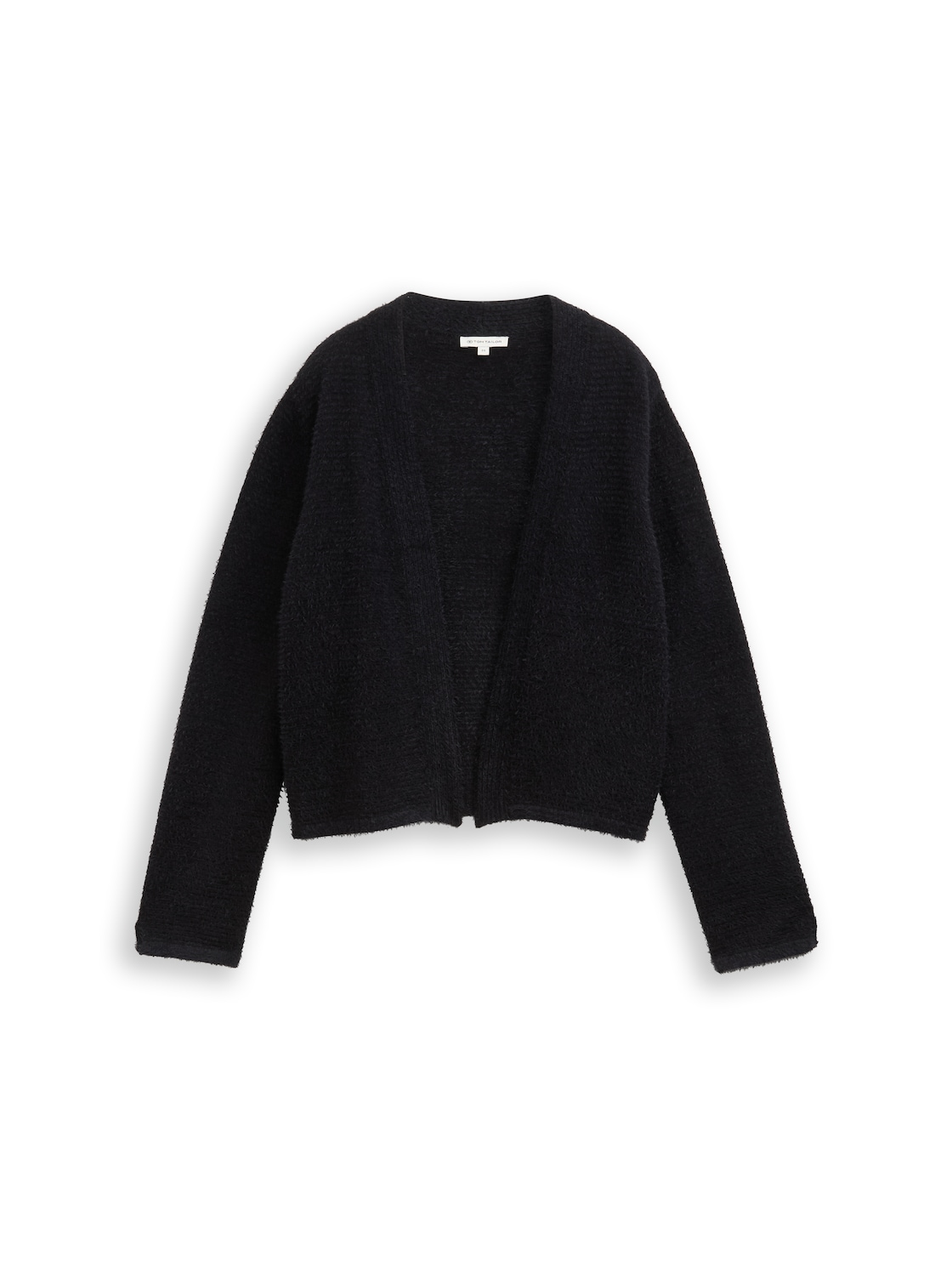 TOM TAILOR Damen Cardigan aus Federgarn, schwarz, Uni, Gr. L von Tom Tailor