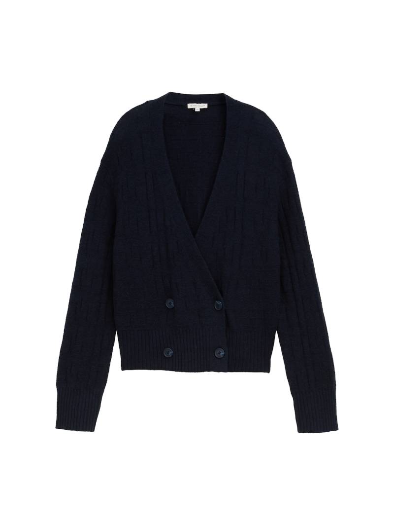 TOM TAILOR Damen Cardigan in Wickel-Optik, blau, Uni, Gr. L von Tom Tailor
