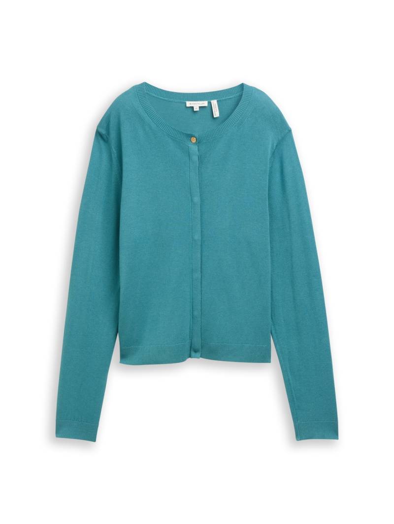 TOM TAILOR Damen Cardigan mit verdeckter Knopfleiste, blau, Uni, Gr. M von Tom Tailor
