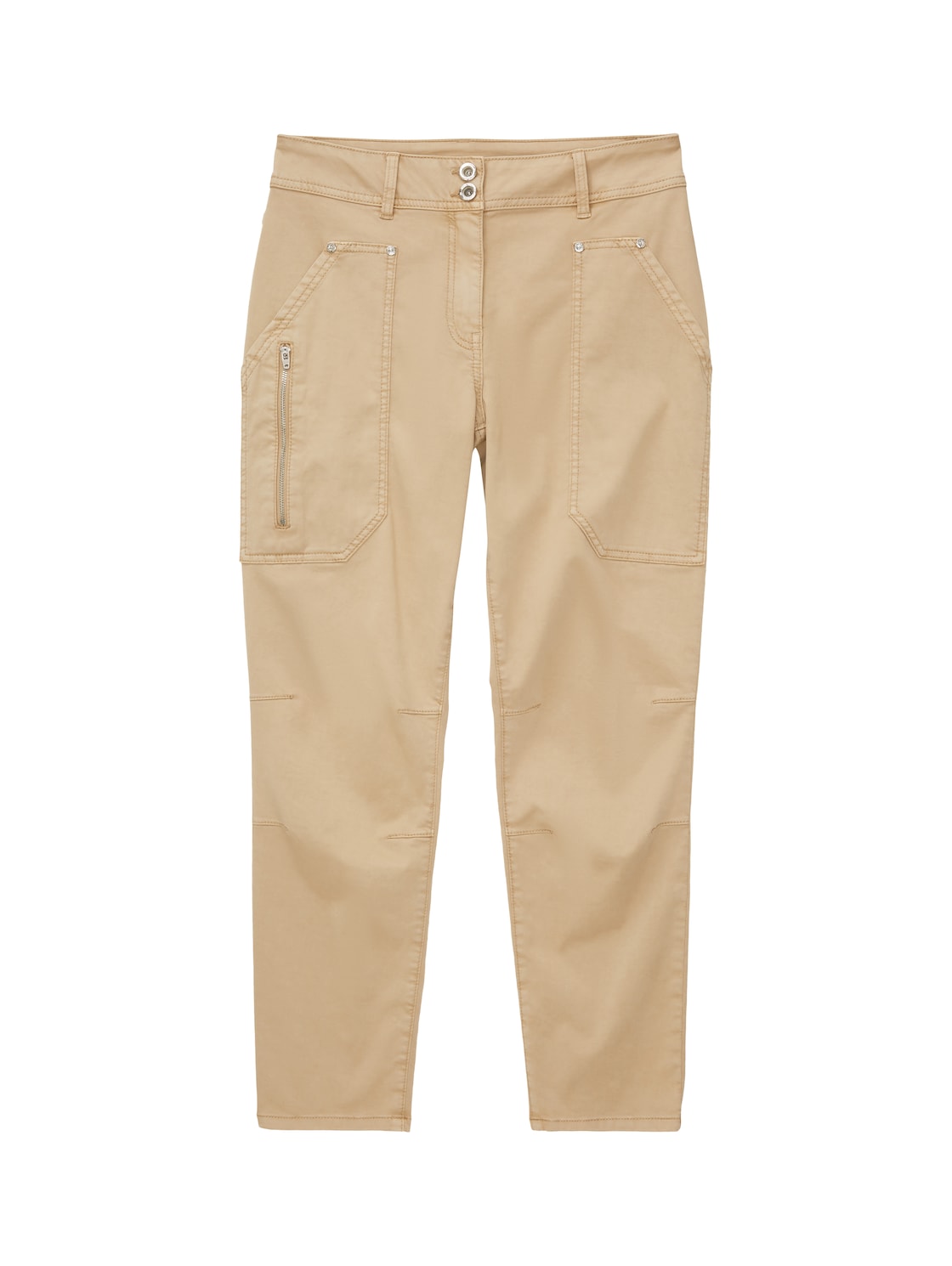 TOM TAILOR Damen Cargo Hose, beige, Uni, Gr. 40/28 von Tom Tailor