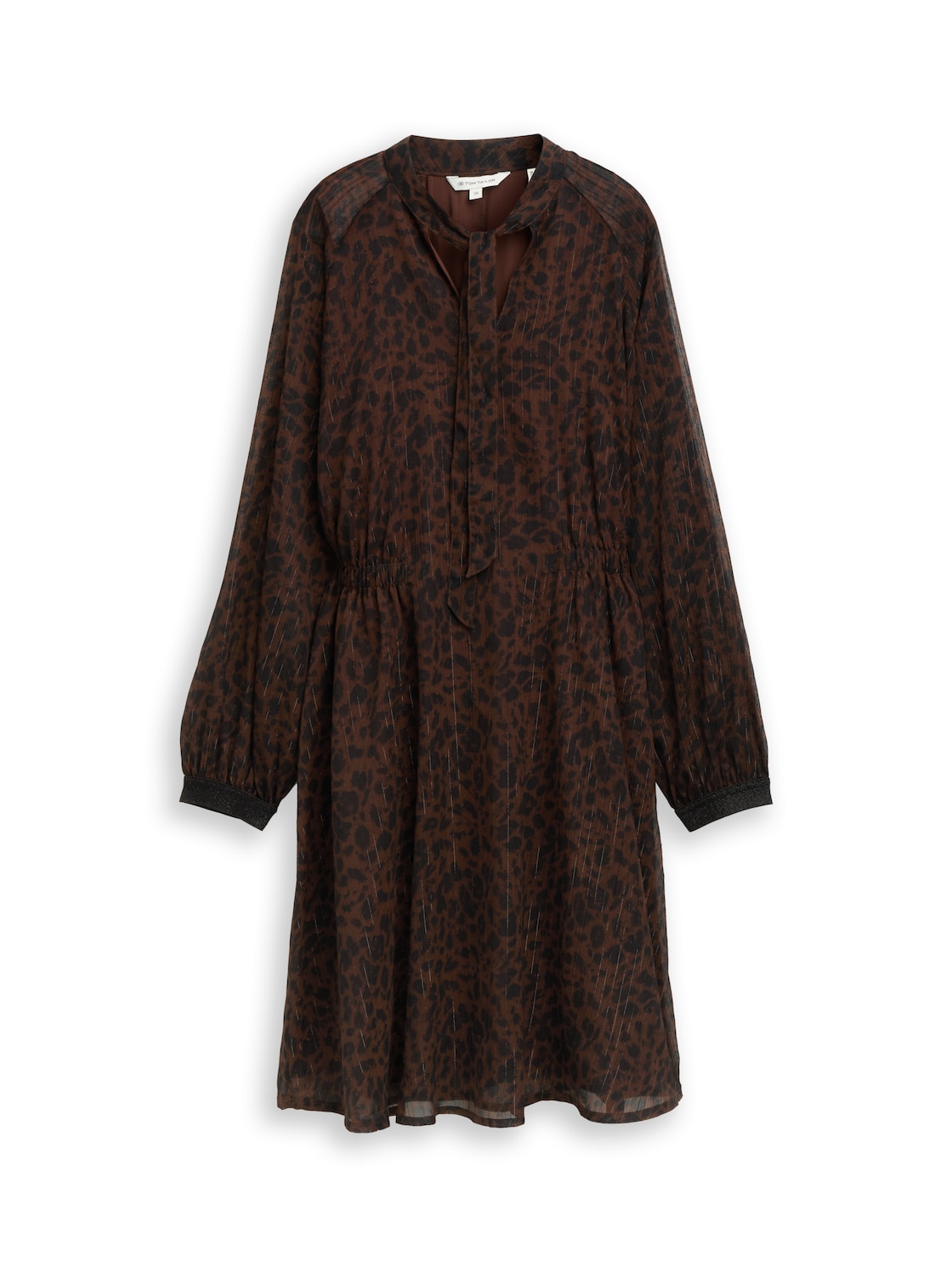 TOM TAILOR Damen Chiffonkleid mit Schleifen-Detail, braun, Animalprint, Gr. 40 von Tom Tailor
