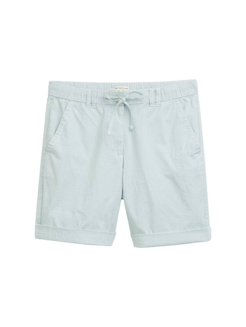 TOM TAILOR Damen Chino Bermuda Shorts mit Kordelzug, grün, Gemustert, Gr. 36 von Tom Tailor