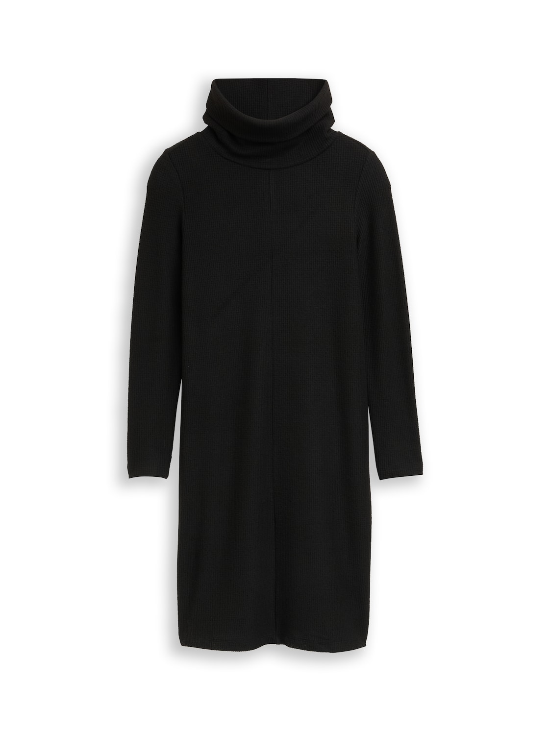 TOM TAILOR Damen Cosy Kleid mit Waffelstruktur, schwarz, Uni, Gr. 44 von Tom Tailor