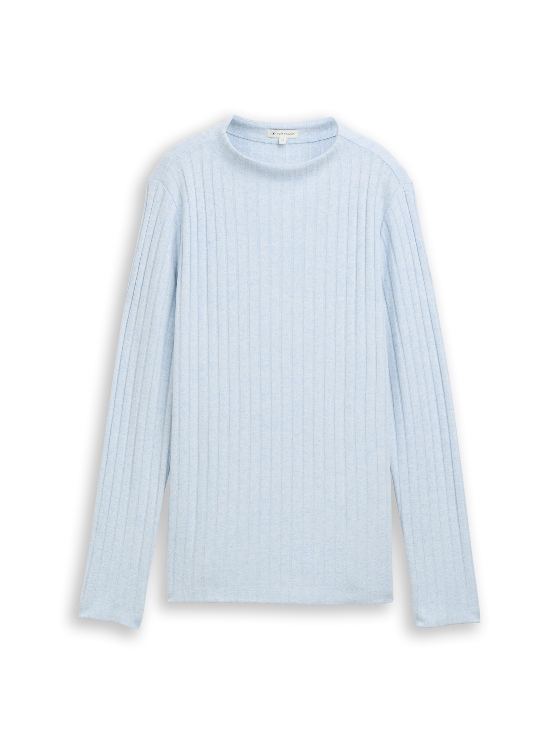 TOM TAILOR Damen Cosy Langarmshirt mit Stehkragen, blau, Meliert, Gr. XL von Tom Tailor