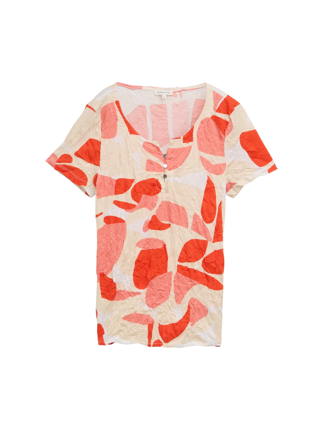 TOM TAILOR Damen Crinkle T-Shirt mit Muster, rot, Gemustert, Gr. XXL von Tom Tailor