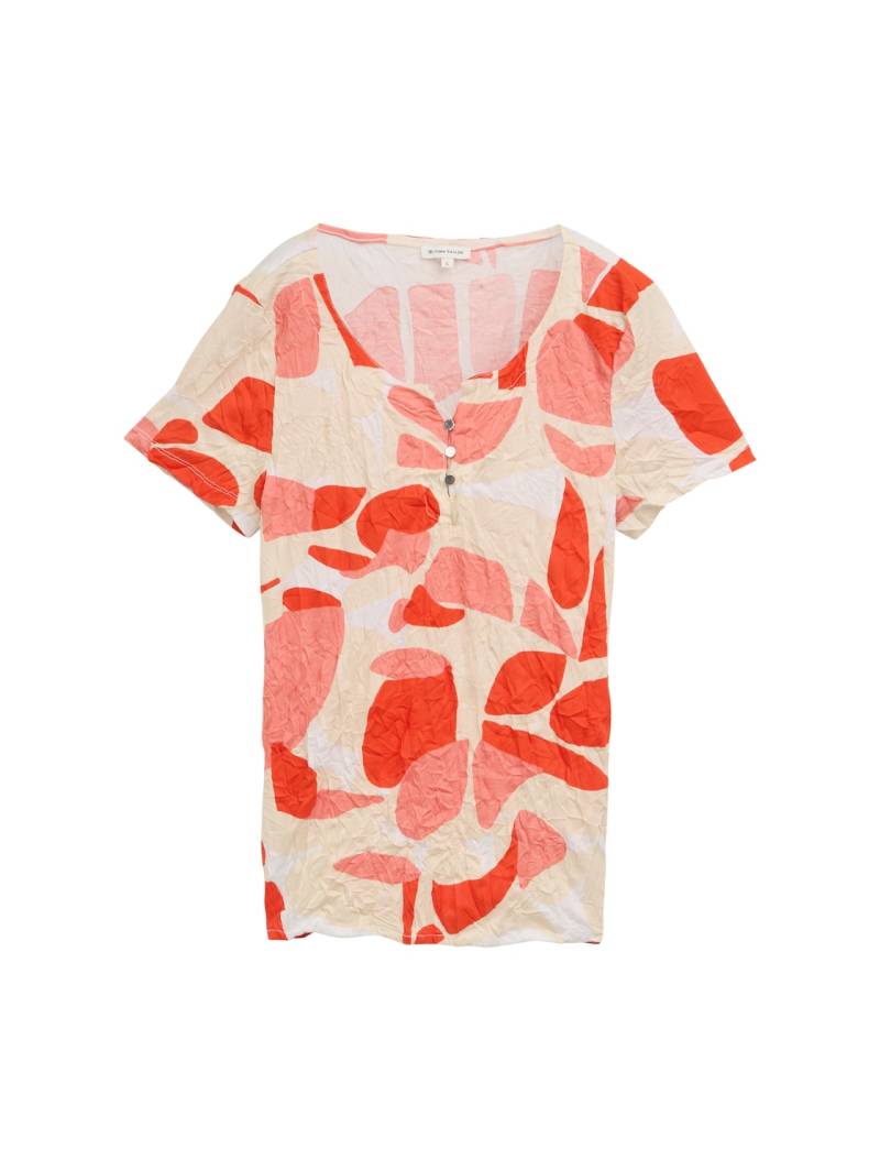 TOM TAILOR Damen Crinkle T-Shirt mit Muster, rot, Gemustert, Gr. XXL von Tom Tailor